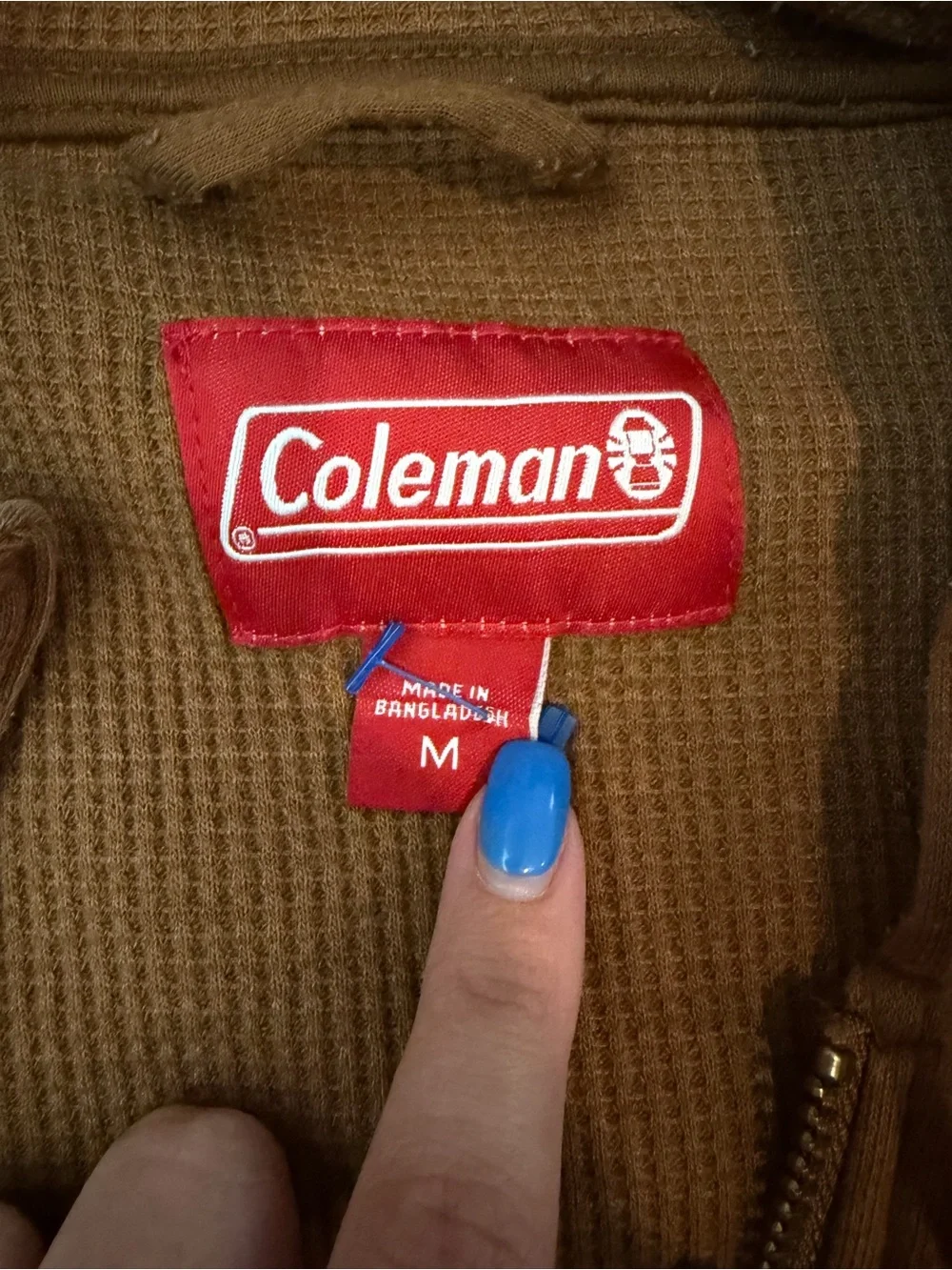 Coleman Brown Waffle-Knit Hoodie with Red Label